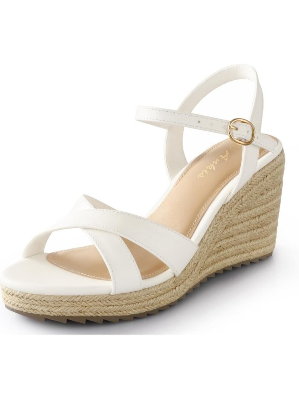 Comfortable Open Toe Wedge Sandals for Women - Dressy Espadrille Ankle Strap 3.4